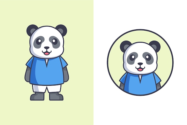 Vettore simpatica mascotte del logo del panda
