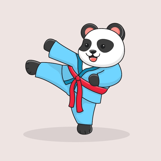 Cute panda martial kicking