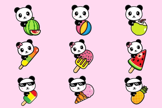 Vettore cute panda mascot