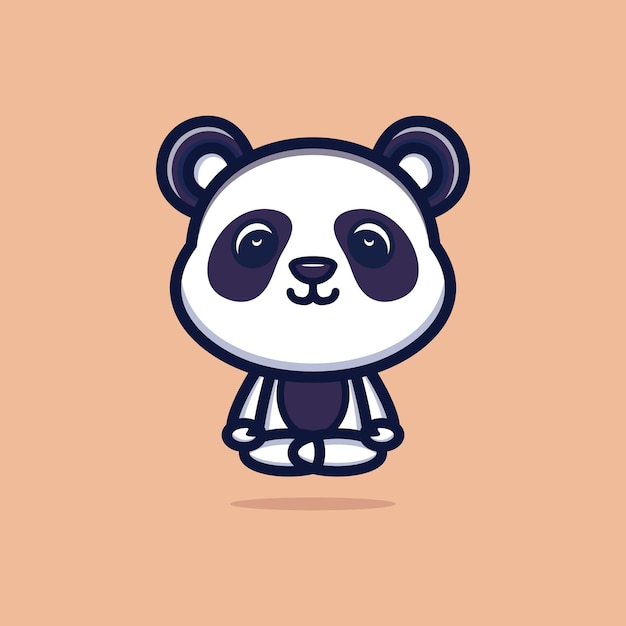 귀여운 팬더 할 명상 프리미엄 벡터