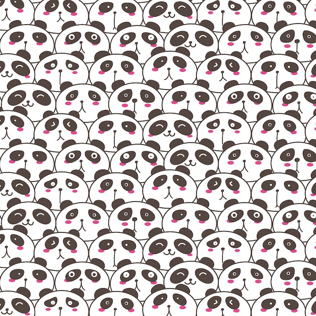 Vector cute panda pattern background.