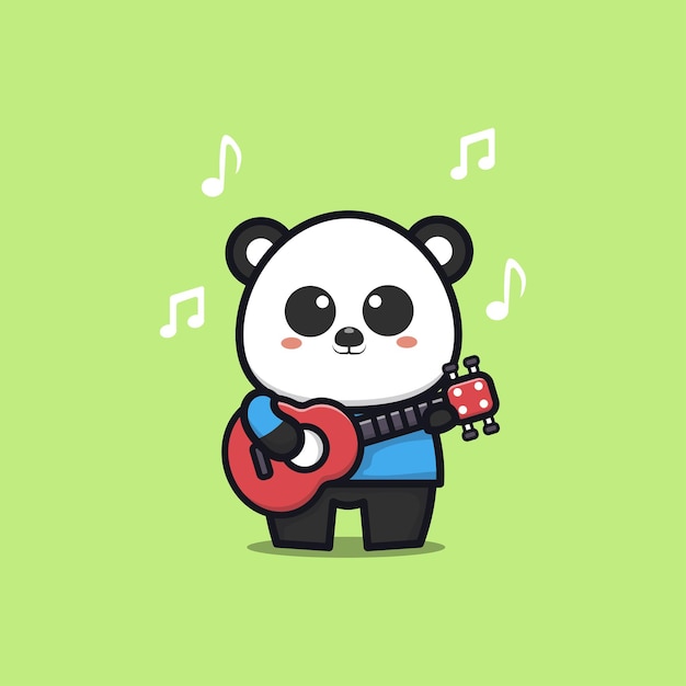 Cute panda play guitar