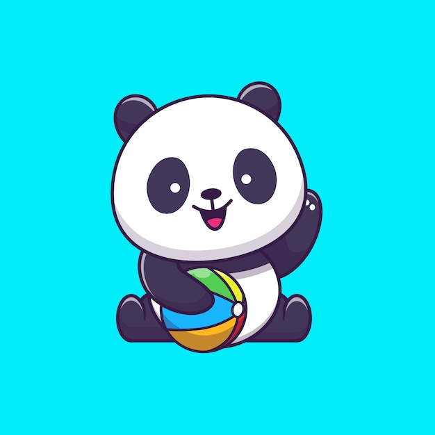 Vector cute panda play summer ball