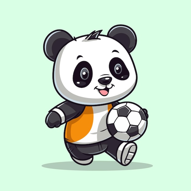 cute panda playing football vector illustration