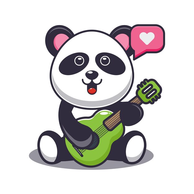 Simpatico panda che suona la chitarra simpatico cartone animato animale illustrazione