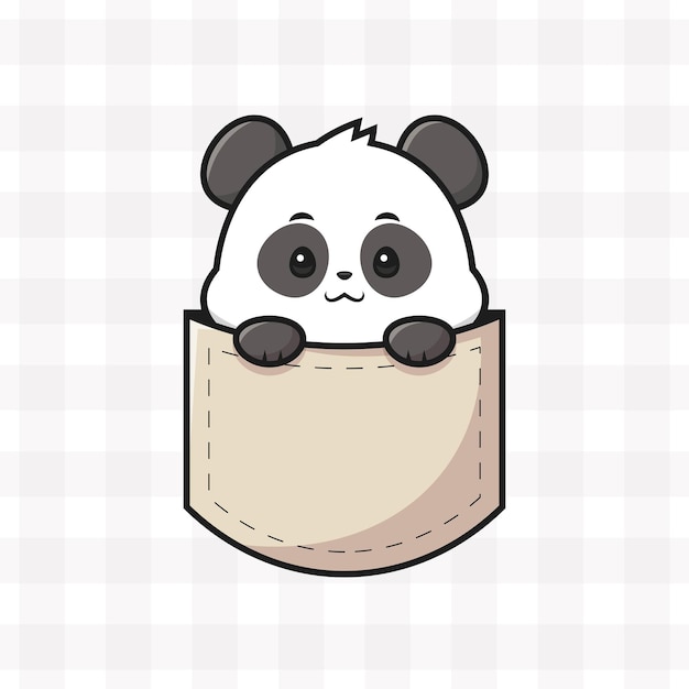 Vector cute panda in pocket cartoon vector icon illustration animal nature icon concept