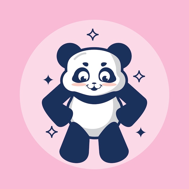 cute panda pose kawaii cartoon illustration