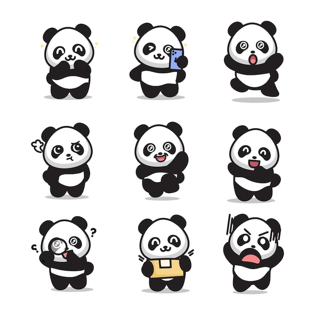 cute panda posing vector illustration