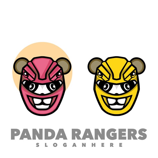 Cute panda rangers logo template