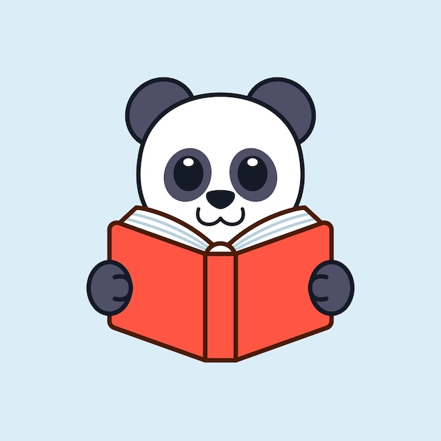 Cute Panda Reading a Book