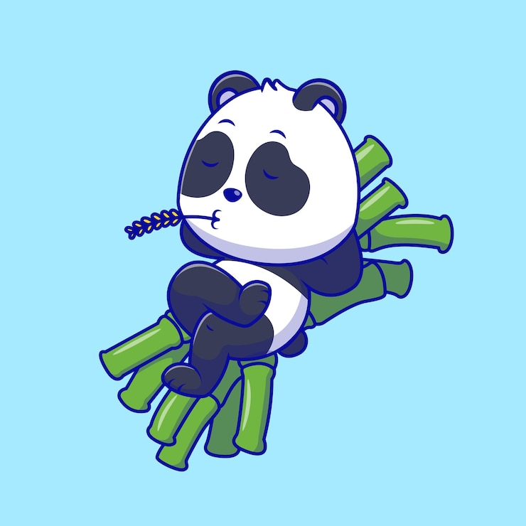 Vector cute panda relaxing on a bamboo