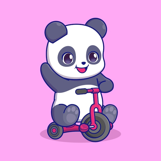 Cute panda riding bicycle