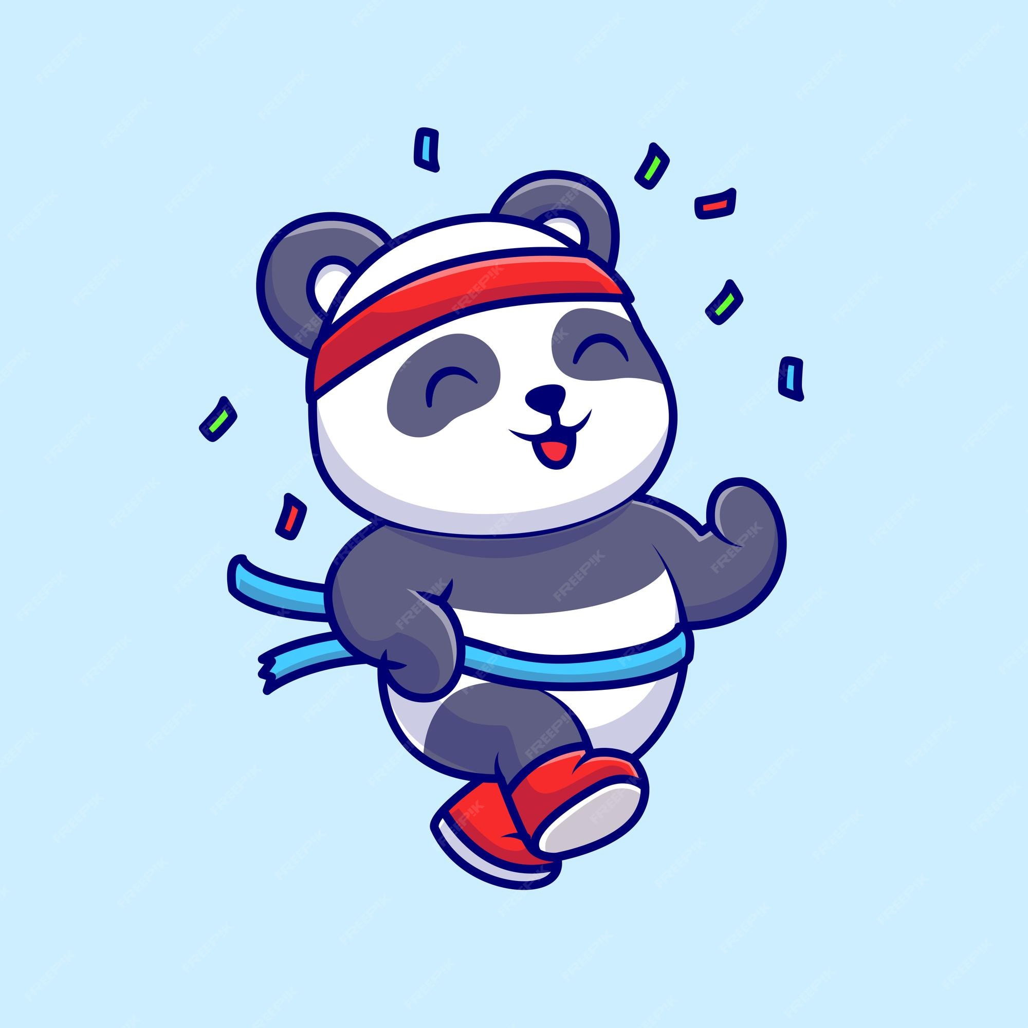 Premium Vector | Cute panda running marathon cartoon vector icon illustration. animal sport icon concept isolated Premium Vector | Cute panda running marathon cartoon vector icon illustration. animal sport icon concept isolated