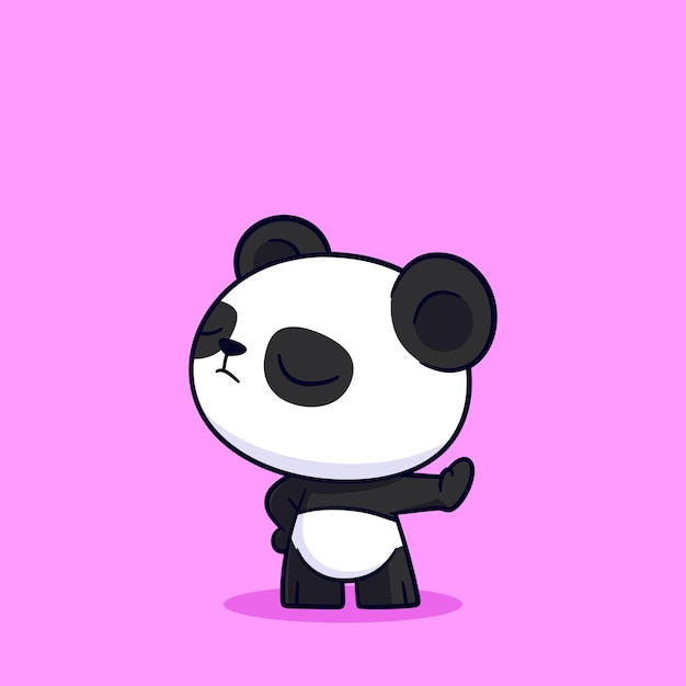 Vettore un panda carino dice no con un segno con la mano concept isolato premium vector flat cartoon style