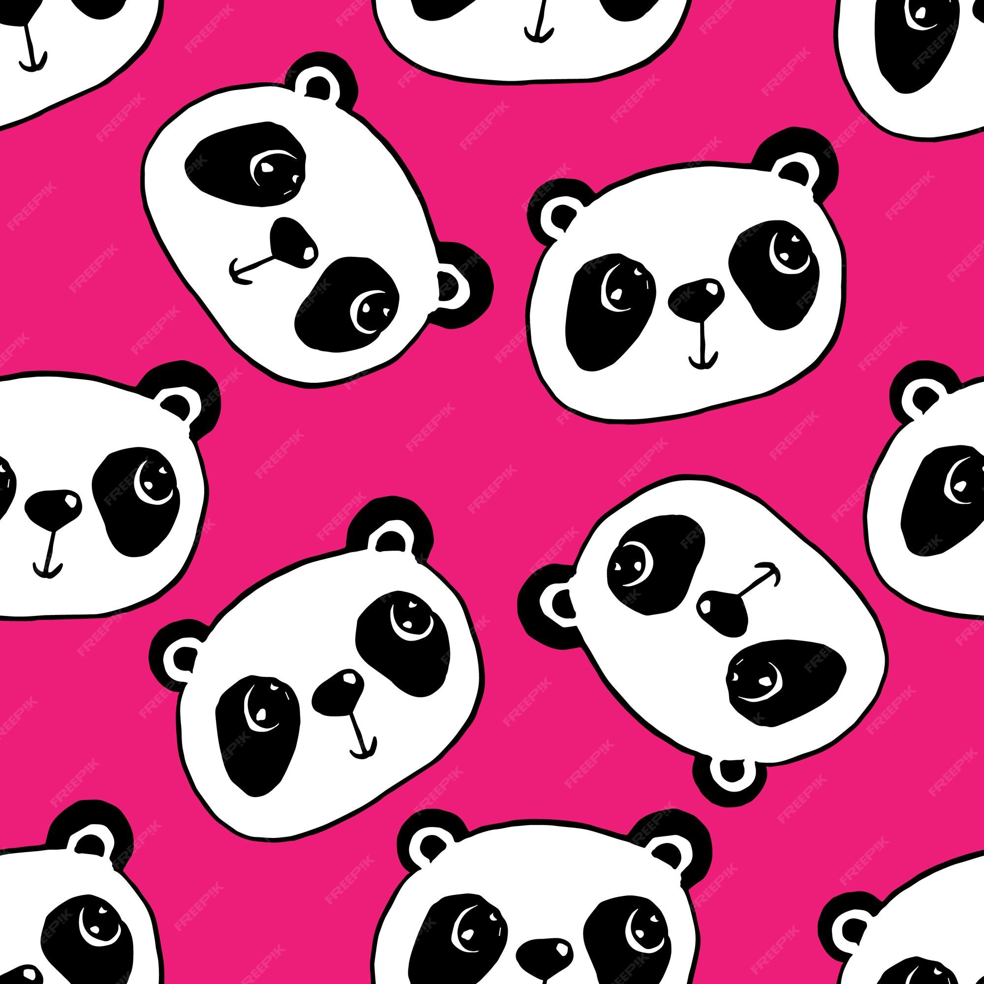 Seamless Vector Pattern with Cute Kawaii Panda Bears and Watermelons on  Nice Pink Background Stock Illustration - Illustration of blush, baby:  120936825