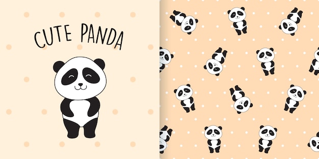 Cute panda seamless pattern