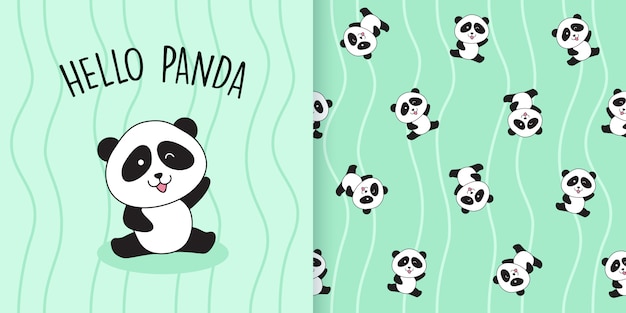 Cute panda seamless pattern