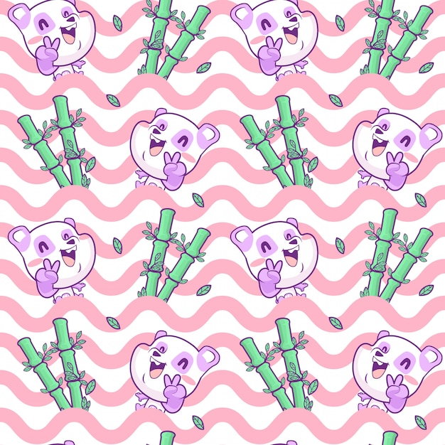 Cute panda seamless pattern