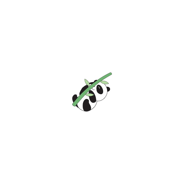 cute panda set vector with bamboo print