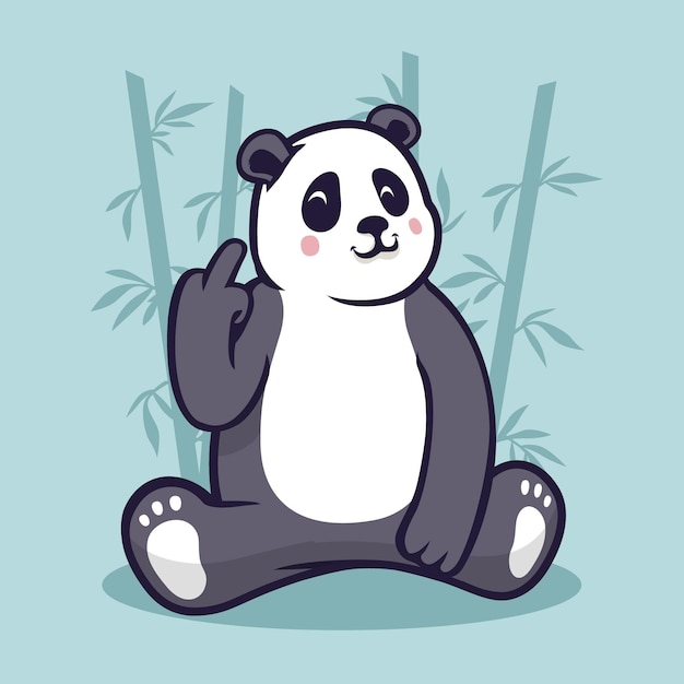 Cute panda showing the fuck you symbol