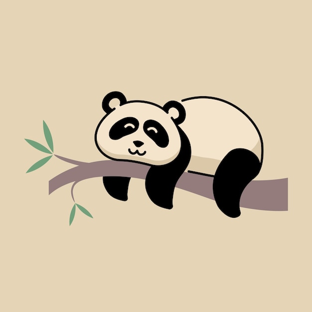 Cute panda Simple flat icon in retro style