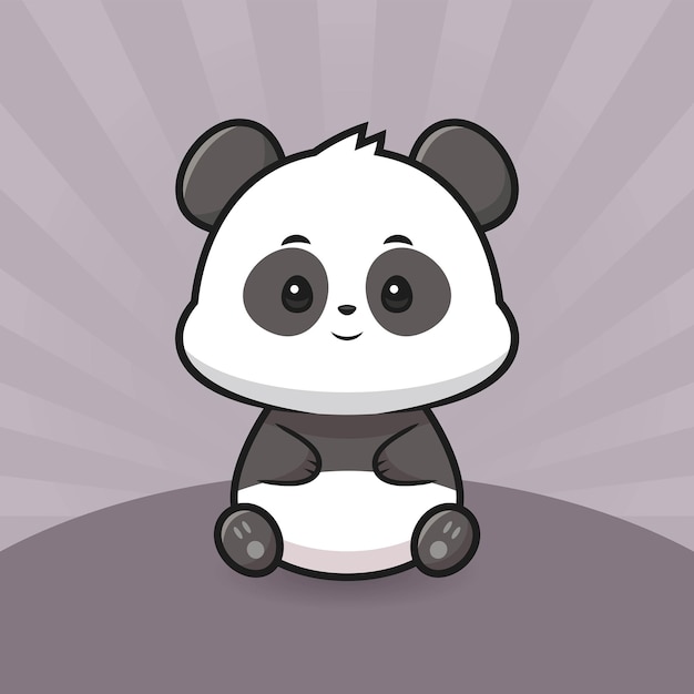 Vector cute panda sitting cartoon vector icon illustration animal nature icon concept isolated