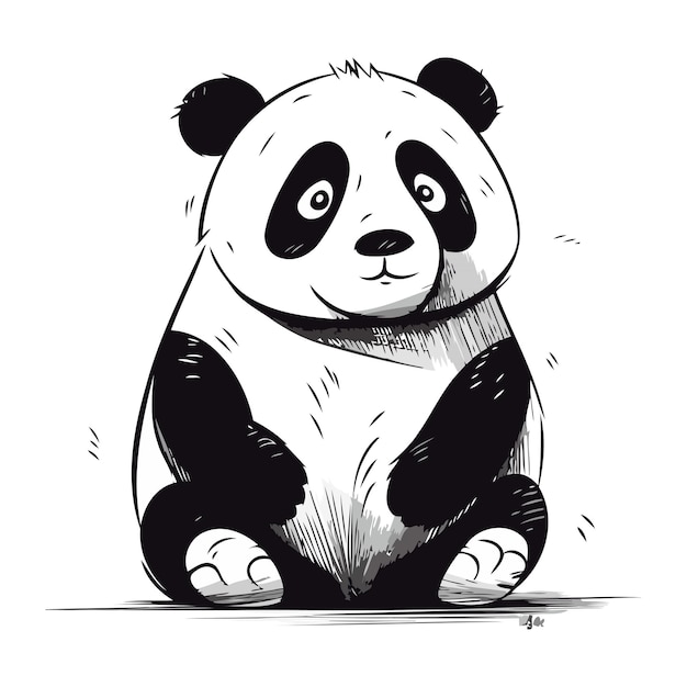 Cute panda sitting Hand drawn vector illustration in sketch style