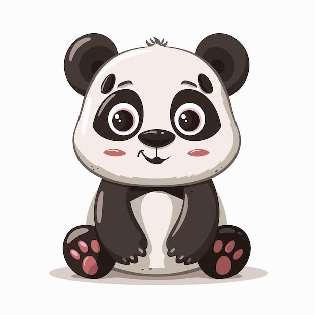 Cute panda sitting on a white background Vector illustration