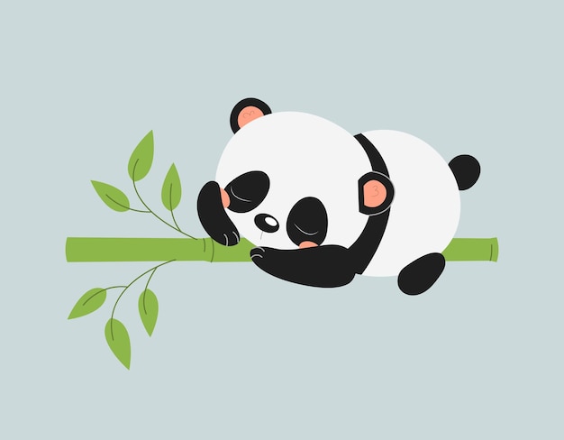 Cute panda sleep on bamboo