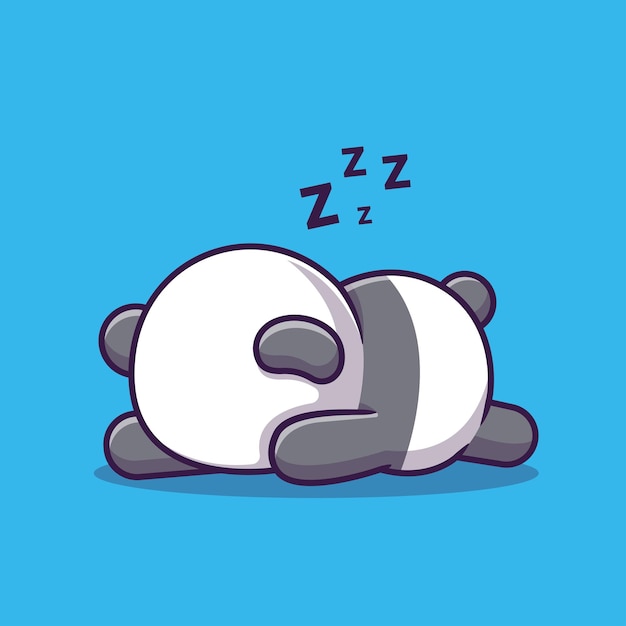 Vector cute panda sleeping cartoon vector icon illustrationanimal nature icon concept isolated flat