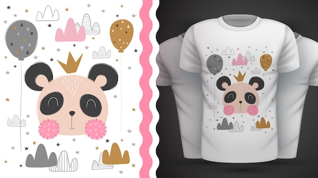 Vettore t-shirt da panda carina