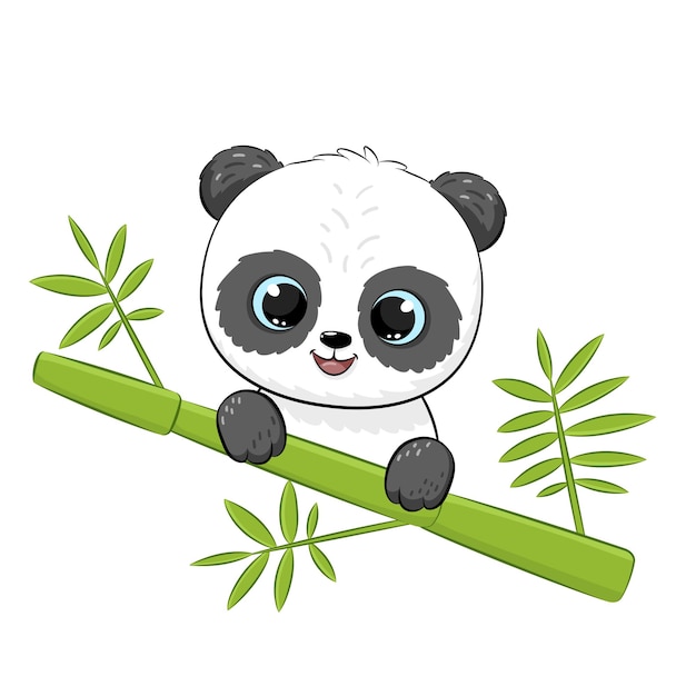 Cute panda on a tree Vector illustration of a cartoon