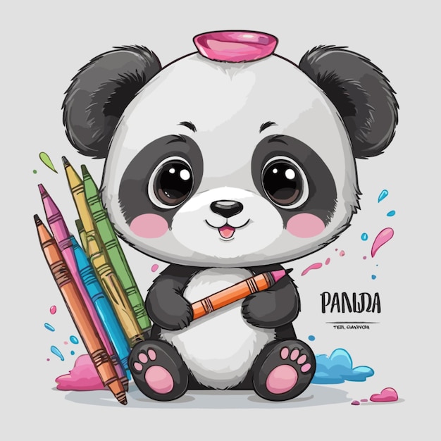 Vector cute panda vector on a white background