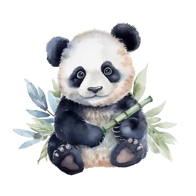 Cute panda in watercolor style illustration