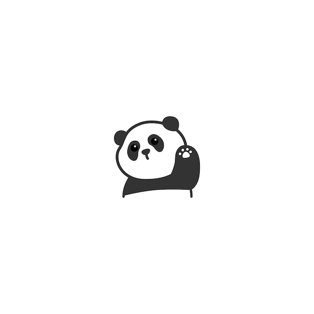 Cute panda waving paw cartoon icon vector