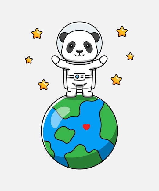 Cute panda wearing astronaut suit