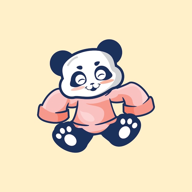 cute panda wearing oversized sweater cartoon mascot vector