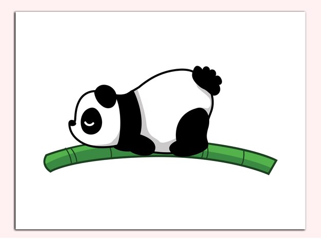 Vector cute panda with bamboo animal cartoon