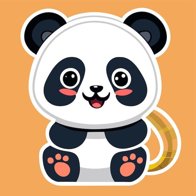 Cute panda with bamboo hand drawn cartoon sticker icon concept isolated illustration