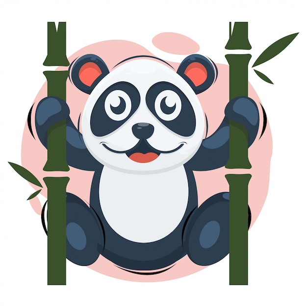 Cute panda with Bamboo mascot cartoon  
