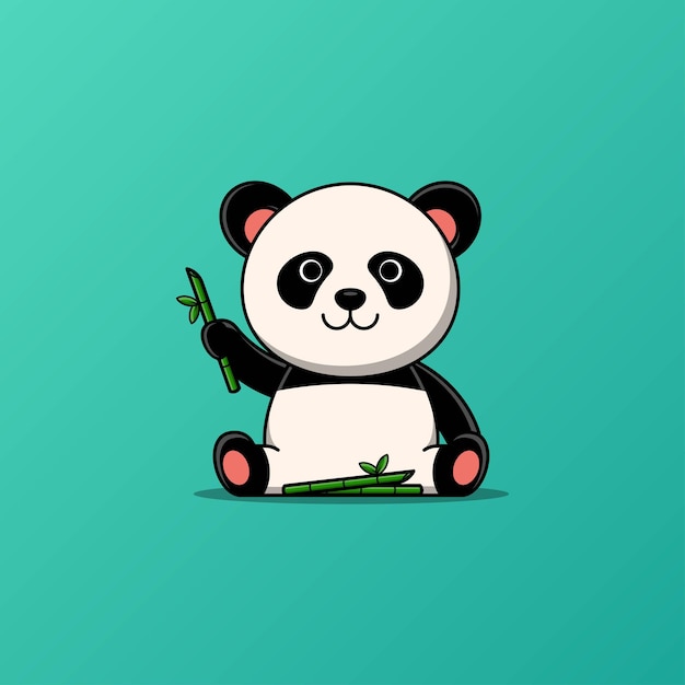 Cute panda with bamboo vector illustration