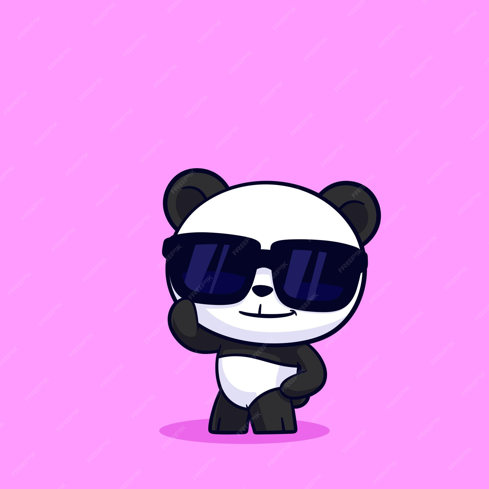 Premium Vector, Cute panda good posing