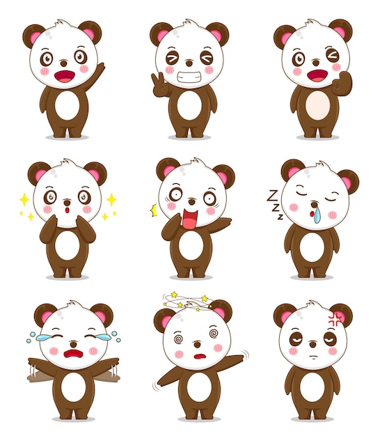 Cute Panda with different expression