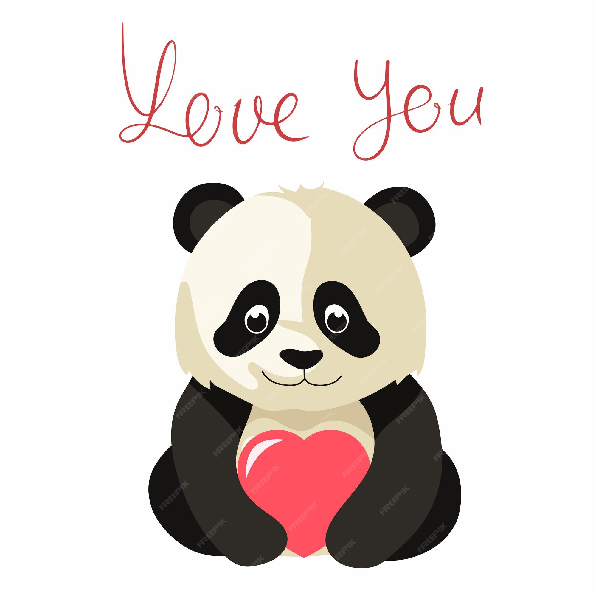 Premium Photo  Kawaii panda with heart for valentine's day