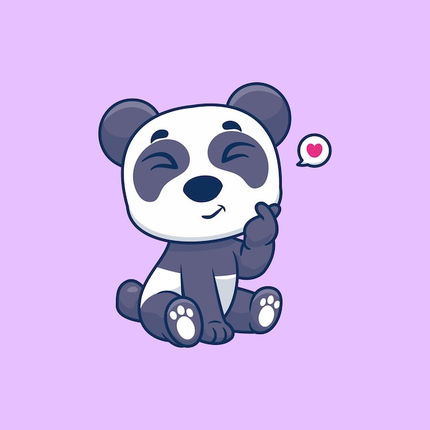 Cute panda with love sign hand cartoon vector icon illustration animal nature concept isolated