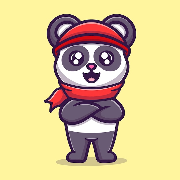 Vector cute panda with shall cartoon vector icon illustration