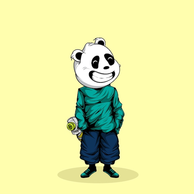 CUTE PANDA WITH URBAN STYLE AND SPRAY PAINT IN THE POCKET