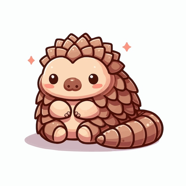 Cute pangolin vector on white background