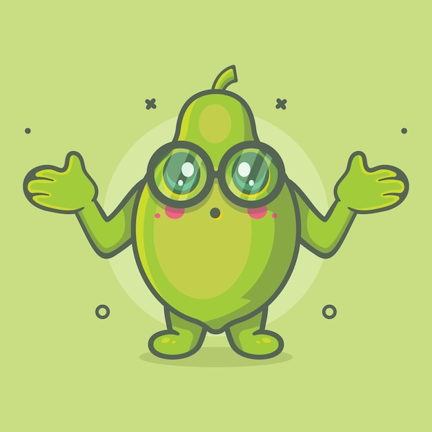 cute papaya fruit character mascot confused gesture isolated cartoon in flat style design