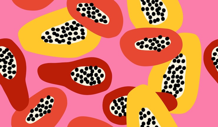 Vector cute papaya fruits pattern background vector design
